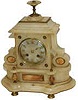 French white onyx mantle clock, miniature in size as it stands only 12 inches high, 10 inches wide.