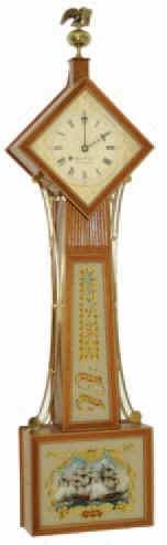 Diamond Head banjo clock introduced by the Munroe brothers of Concord, Mass. in the early 1800's. — Antique Clocks Price Guide