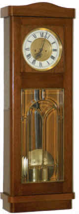 German Vienna regulator, 2 weight, 8 day, striking a rod gong on half hours and hours. The movement is signed, "W.F.", and may have started life in another case. — Antique Clocks Price Guide
