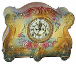 Ansonia Clock Company, "La Vergne", ca1914. This is a large case compared to most of Ansonia's Royal Bonn's, standing just under 12 inches high, but a wide 14.25 inches. — Antique Clocks Price Guide