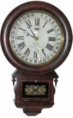 Ansonia Brass and Copper Co. wall calendar clock "Drop Extra Calendar", ca. 1883. — Antique Clocks Price Guide