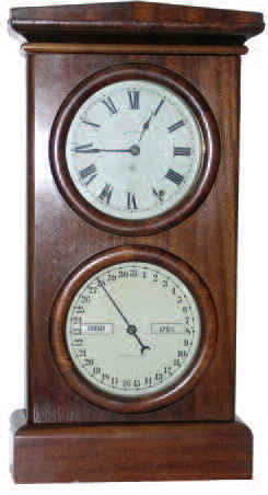 Seth Thomas shelf double dial calendar clock "No. 3", ca. 1863. — Antique Clocks Price Guide