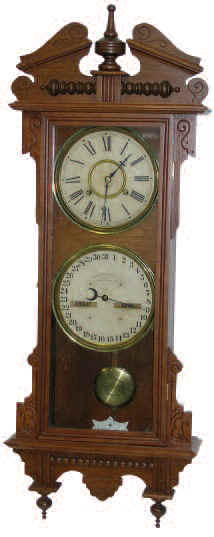 Waterbury Clock Co. hanging double dial, "Calendar No. 33", ca. 1908. — Antique Clocks Price Guide