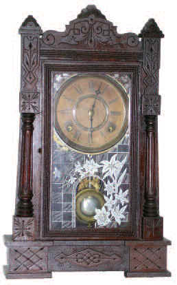 Gilbert Clock Co. walnut mantle clock, "Prince", ca. 1891. — Antique Clocks Price Guide