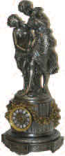 French statue clock we will call "Florida", ca 1890. Almost identical to the Ansonia Clock Company's "Florida", ca 1904. — Antique Clocks Price Guide