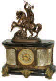 Ansonia Clock Co. metal mantle clock, "Virginia and Group No. 1099 Dagobert", ca 1904. — Antique Clocks Price Guide
