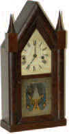Steeple clock, "Made and Sold by Terry and Andrews, East Bristol, Conn. Patent Spring Brass 30 hour Clocks", copied from the full inside label. — Antique Clocks Price Guide