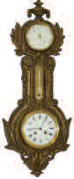 French bronzed metal wall clock with working thermometer and barometer, ca 1900, more or less. — Antique Clocks Price Guide