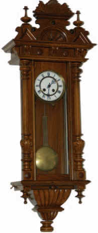 German spring wound Vienna type regulator. Your first impression is that it is a small clock. — Antique Clocks Price Guide