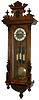 Vienna Regulator, 3 weights, strikes one quarter hour and hours, each quarter. Top and finials may not be original to this clock, always a puzzle but if in doubt we call them replaced.