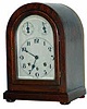 German Mauthe bracket clock, 8 day striking Westminster chimes on 5 chime rods each quarter hour. The 13 inches high mahogany case made the trip from Oregon without suffering any damage.