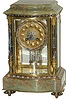 French crystal regulator, highly appointed with green onyx, bronze, and cloisonnE. Certainly one of the more stylish and attractive crystal regulators we have offered for sale.