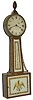 American first generation banjo clock. Original iron dial is signed "warranted by William Cummens", ca 1810.