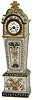 Rare French porcelain miniature grandfather clock. Elaborately hand painted using rich bright colors, then fire glazed.