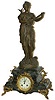 French woman statue on a marble clock base. The clock is 26 inches high with two thirds being the statue.