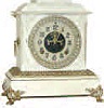 Ansonia Clock Co. enameled iron clock, painted white,  St. Clair , ca 1886.