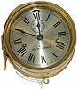 Seth Thomas ships clock, "Eight Day Lever", ca 1936. Brass case flanged front and back, hinged bezel, 5.25 inches silverplated dial.