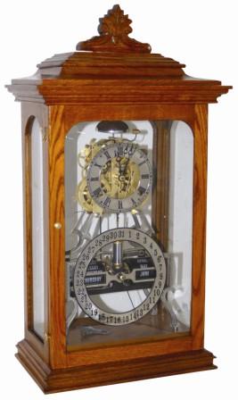 Contemporary box skeleton clock. I will not call it an Ithaca Calendar Clock Co. "Box Skeleton", but if you compare it to the clock pictured in Ly-Calendar, page 148, you will see there is very little difference, if any. — Antique Clocks Price Guide