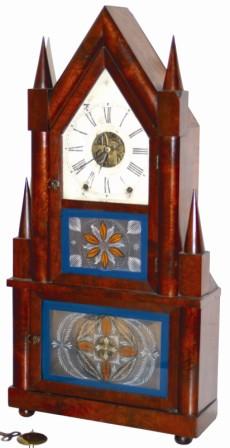 Birge and Fuller, Bristol, Conn. steeple on steeple case with a wagon spring movement, ca 1845. — Antique Clocks Price Guide
