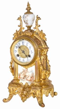 Waterbury Clock Co. metal cased mantle clock, "Sartoris", ca 1906. — Antique Clocks Price Guide