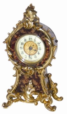 Miniature English tortoiseshell and brass case standing only 7.75" high. — Antique Clocks Price Guide