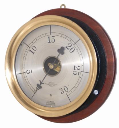 Steam Gauge in near perfect condition. The 8.5" silver dial has etched numerals and marks, one very ornate hand, and is signed, "American / Steam Gauge and Valve / Manuf'g Company, / Boston, Mass." — Antique Clocks Price Guide
