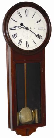 Rare Atkins Clock Company, 30 day Extra, ca 1869. This early rosewood case has a molded bezel opening from the bottom, flat sides by the door and a triangular bottom. — Antique Clocks Price Guide
