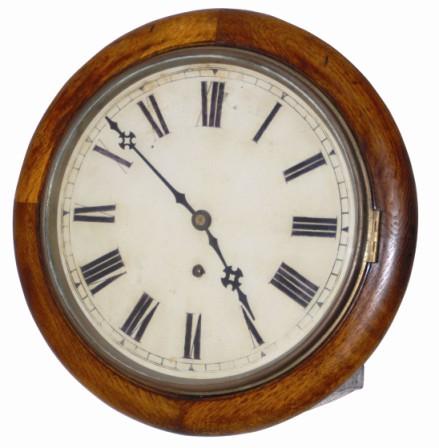 Winterhalder and Hofmeier gallery clock, ca 1880. Solid plate brass movement is 8 day, time only, signed by the company, and original to this English type, pegged case. — Antique Clocks Price Guide
