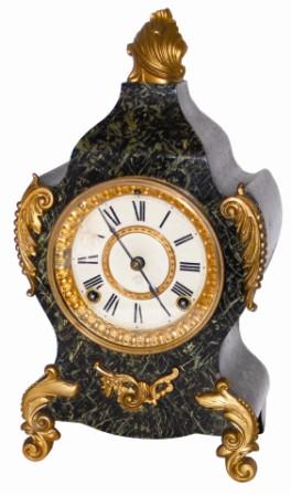 Ansonia Clock Co. enameled iron case, "Calais", ca 1904. — Antique Clocks Price Guide