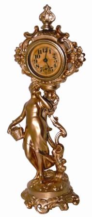 Wm. L. Gilbert Clock Co. novelty clock, featuring a lady and clock. — Antique Clocks Price Guide