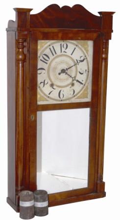 Daniel Pratt, Jr. / Reading, Mass. / 1838, I would assume that is the year it was made since it is printed on the complete inside label. — Antique Clocks Price Guide
