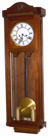 Gustav Becker 2 weight Vienna Regulator, ca 1885. I doubt the walnut case is terribly old, probably 1920's. — Antique Clocks Price Guide