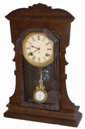 Ansonia Clock Co. walnut parlor clock, 21" high, complete and original. — Antique Clocks Price Guide
