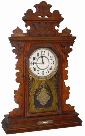 E. Ingraham Clock Co. oak kitchen clock, ca late 1800's. — Antique Clocks Price Guide