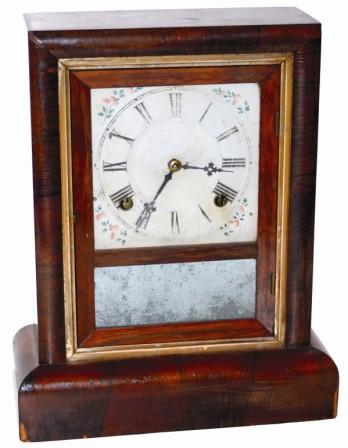 N. Pomeroy / Bristol, Ct, signed on the 8 day brass movement in this cottage clock, ca 1874. — Antique Clocks Price Guide