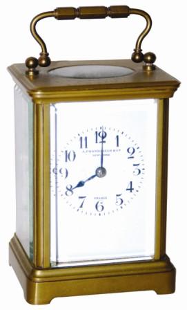French Carriage clock, 8 day time and strike. The movement is signed, "Duverdrey and Bloquel / France / 11, Eleven Jewels". — Antique Clocks Price Guide