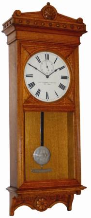Self Winding Clock Co. Regulator No. 18, with an "A" rotary style movement. This has to be a transitional model made using the later style two glass case that was normally equipped with an "F" style movement. — Antique Clocks Price Guide