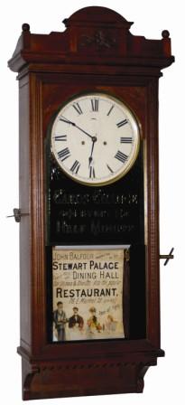 Seth Thomas Clock Co. advertising clock. This is another copy of an earlier clock and also made by Roy Burlingame and Richard Broline. — Antique Clocks Price Guide