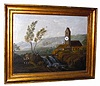 Austrian Oil Painting/Clock, ca 1820.