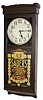 New Haven Clock Company case and 8 day movement with the very rare and famous "Sauer's" advertising glass. This is the first complete and original Sauer's clock we have sold since July 2003.