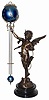 Large mystery swinger. Solid 26" high brass cupid standing on a heavy black marble base and holding a 33" swing arm.