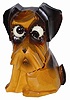 German, Oswald, carved dog, two tone wood case, ca 1948. It is almost 6" tall, complete, all original, excellent condition.
