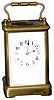 French 8 day carriage clock, time and strike, ca 1880. Brass case is 7" high, clean, complete, and all original.