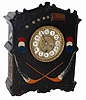 Wm. L. Gilbert Clock Co. cabinet clock, "Cosey Corner, Pattern R", ca 1906.