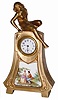 Waterbury Clock Co. art nouveau novelty clock, featuring a female exhibitionist sitting on the clock.