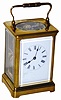 French carriage clock, 8 day time and strike, ca late 1800's. The case is 7" high with the handle up, clean and polished, and overall in excellent condition.