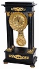 French Empire style 4 pillar mantle clock made with black marble or onyx, ca about 1875. Most of the Empire clocks we sell are painted wood, but here we have something a lot nicer.