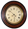 French Bakers clock, ca 1870. Round bezel is 15", octagon shaped behind the bezel, trap door in the base.