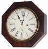 Chauncey Jerome gallery clock, 11" octagon case has excellent mahogany veneer all over the flat edges. No rolling edges, no label and I do not believe there ever was.