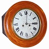 German ? Bakers clock, ca 1920's. Round wood bezel is 14.5" wide, has a thin finish of paint or varnish on the wood.